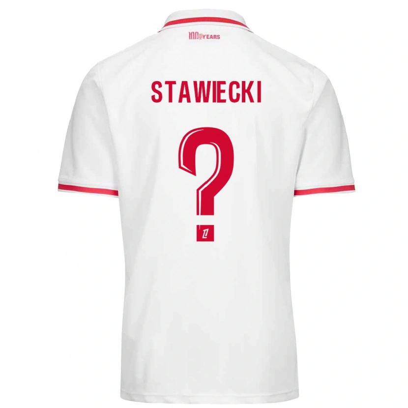 Danxen Mænd Jules Stawiecki #0 Hvid Rød Hjemmebane Spillertrøjer 2024/25 Trøje T-Shirt