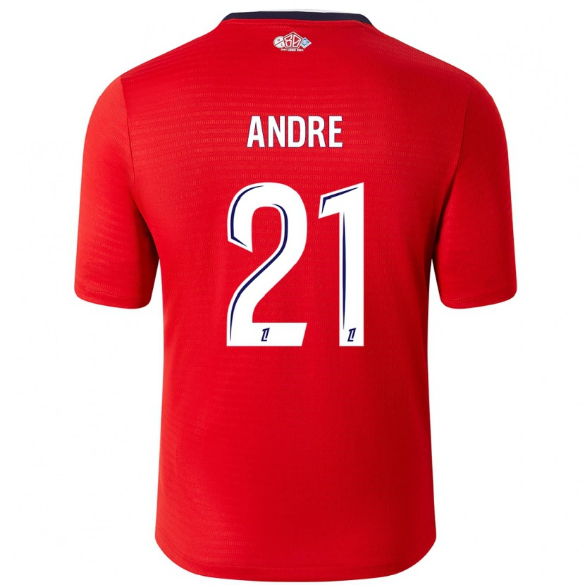 Danxen Mænd Benjamin André #21 Rød Hvid Hjemmebane Spillertrøjer 2024/25 Trøje T-Shirt