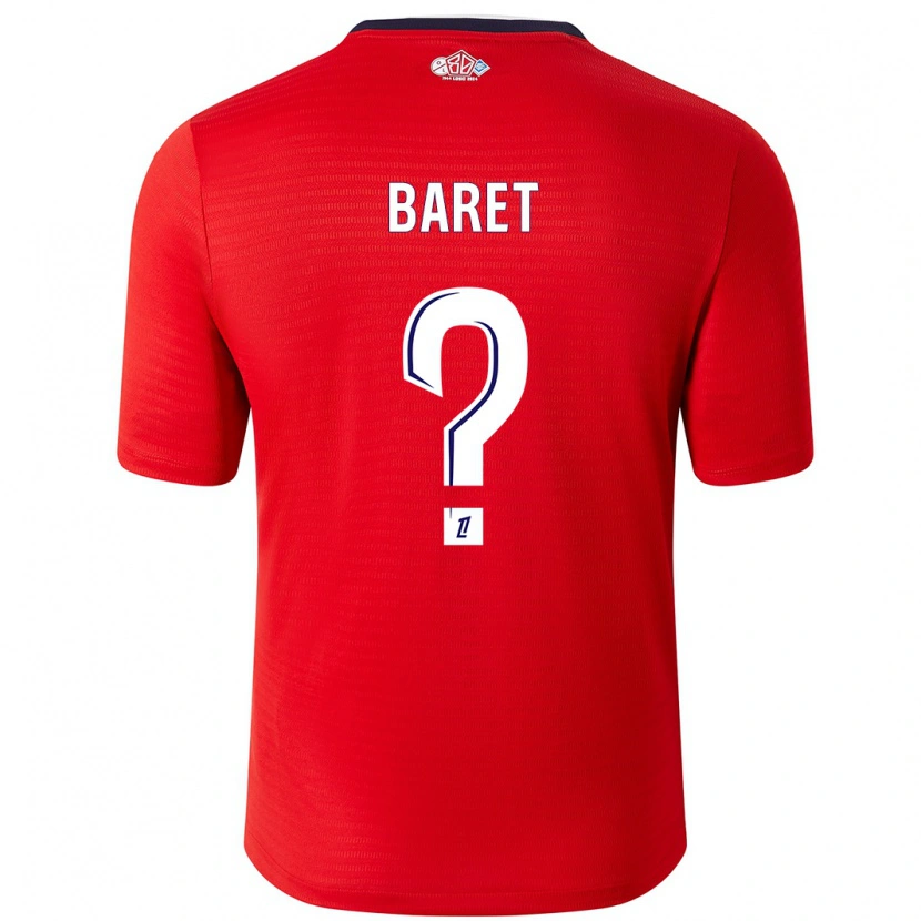 Danxen Mænd Lilian Baret #0 Rød Hvid Hjemmebane Spillertrøjer 2024/25 Trøje T-Shirt