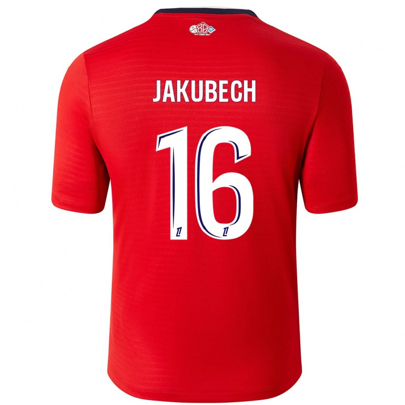 Danxen Mænd Adam Jakubech #16 Rød Hvid Hjemmebane Spillertrøjer 2024/25 Trøje T-Shirt