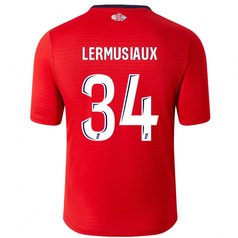 Danxen Mænd Chrystal Lermusiaux #34 Rød Hvid Hjemmebane Spillertrøjer 2024/25 Trøje T-Shirt