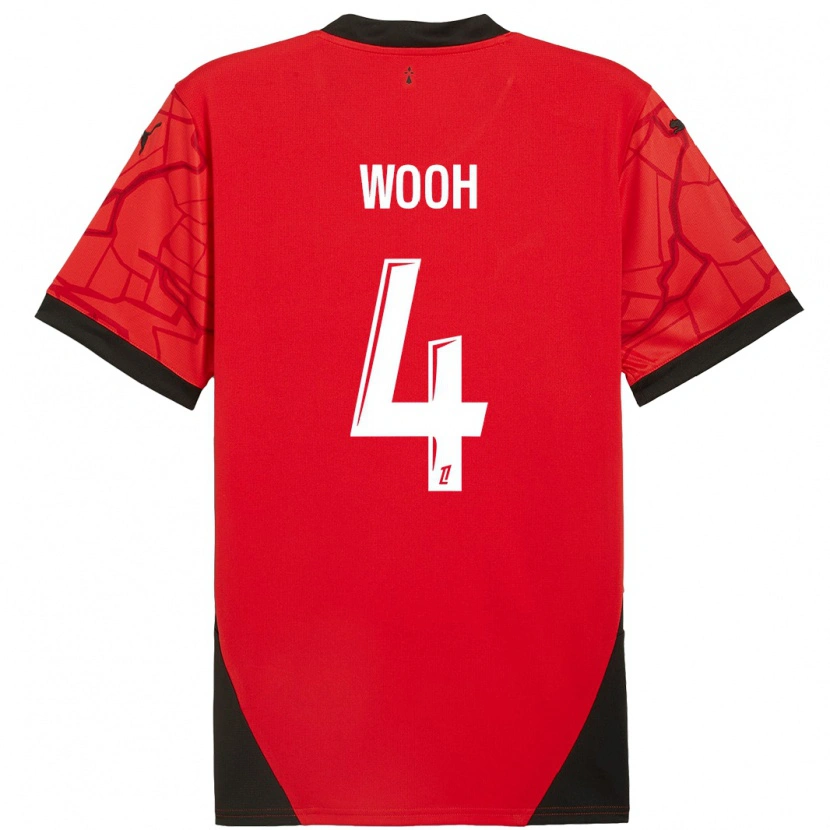 Danxen Mænd Christopher Wooh #4 Rød Sort Hjemmebane Spillertrøjer 2024/25 Trøje T-Shirt
