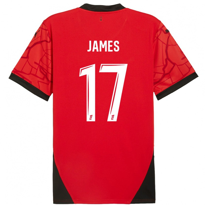Danxen Mænd Jordan James #17 Rød Sort Hjemmebane Spillertrøjer 2024/25 Trøje T-Shirt