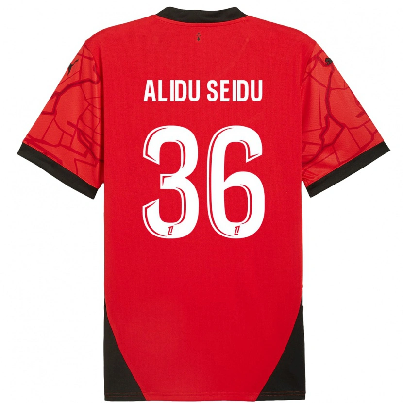 Danxen Mænd Alidu Seidu #36 Rød Sort Hjemmebane Spillertrøjer 2024/25 Trøje T-Shirt
