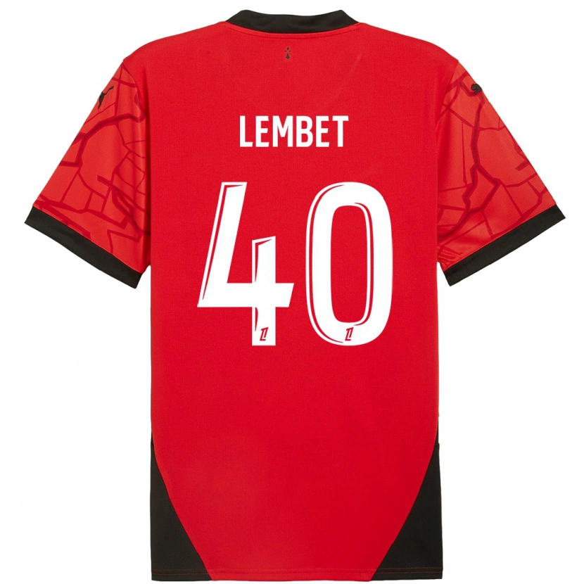 Danxen Mænd Geoffrey Lembet #40 Rød Sort Hjemmebane Spillertrøjer 2024/25 Trøje T-Shirt
