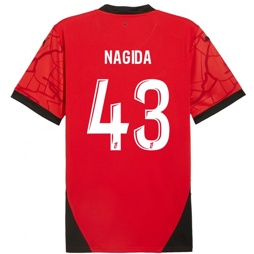 Danxen Mænd Mahamadou Nagida #43 Rød Sort Hjemmebane Spillertrøjer 2024/25 Trøje T-Shirt