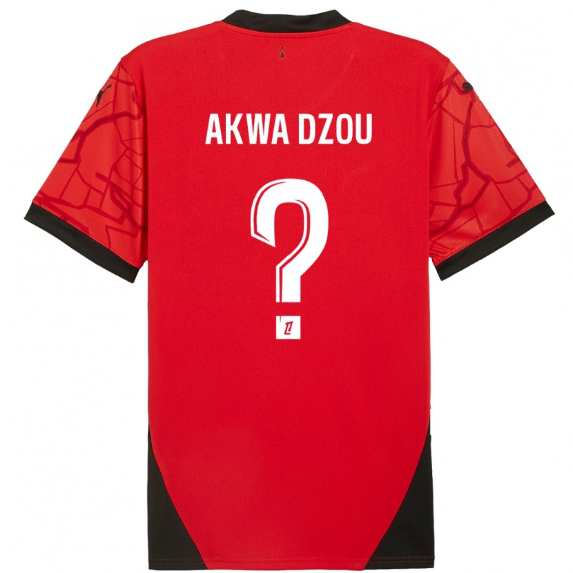 Danxen Mænd Yoan Akwa Dzou #0 Rød Sort Hjemmebane Spillertrøjer 2024/25 Trøje T-Shirt