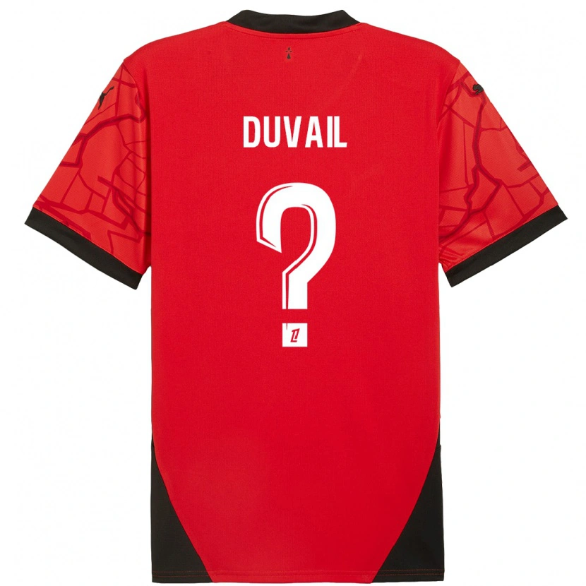 Danxen Mænd Jules Duvail #0 Rød Sort Hjemmebane Spillertrøjer 2024/25 Trøje T-Shirt