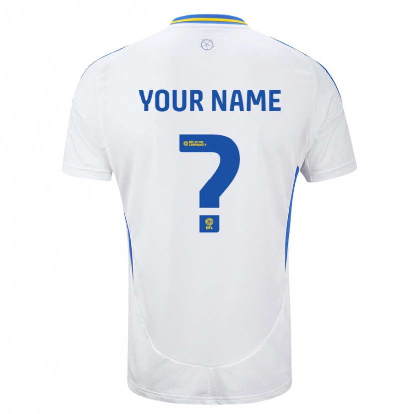 Danxen Mænd Dit Navn #0 Hvid Blå Hjemmebane Spillertrøjer 2024/25 Trøje T-Shirt