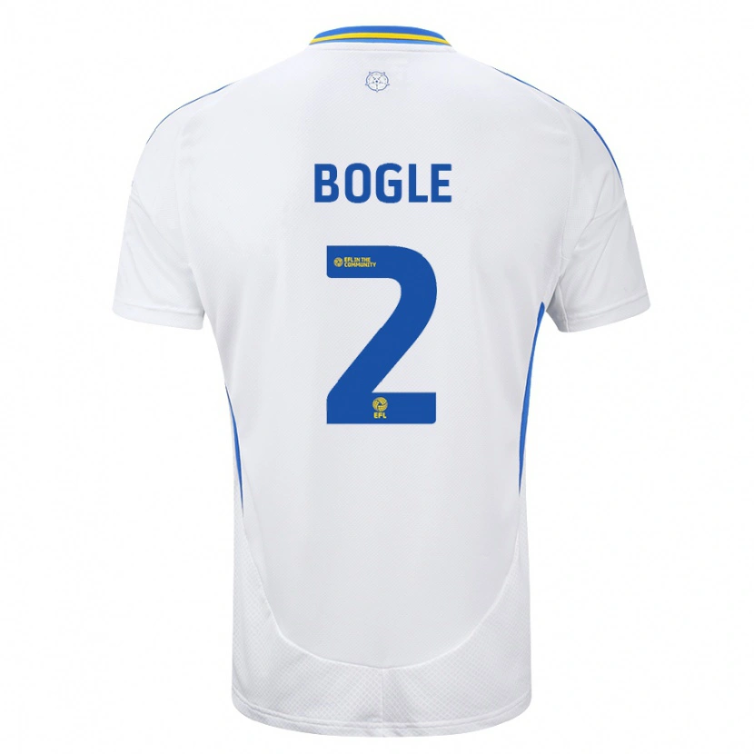 Danxen Mænd Jayden Bogle #2 Hvid Blå Hjemmebane Spillertrøjer 2024/25 Trøje T-Shirt