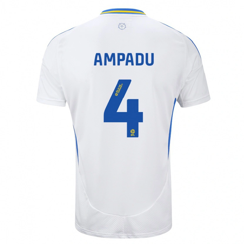 Danxen Mænd Ethan Ampadu #4 Hvid Blå Hjemmebane Spillertrøjer 2024/25 Trøje T-Shirt