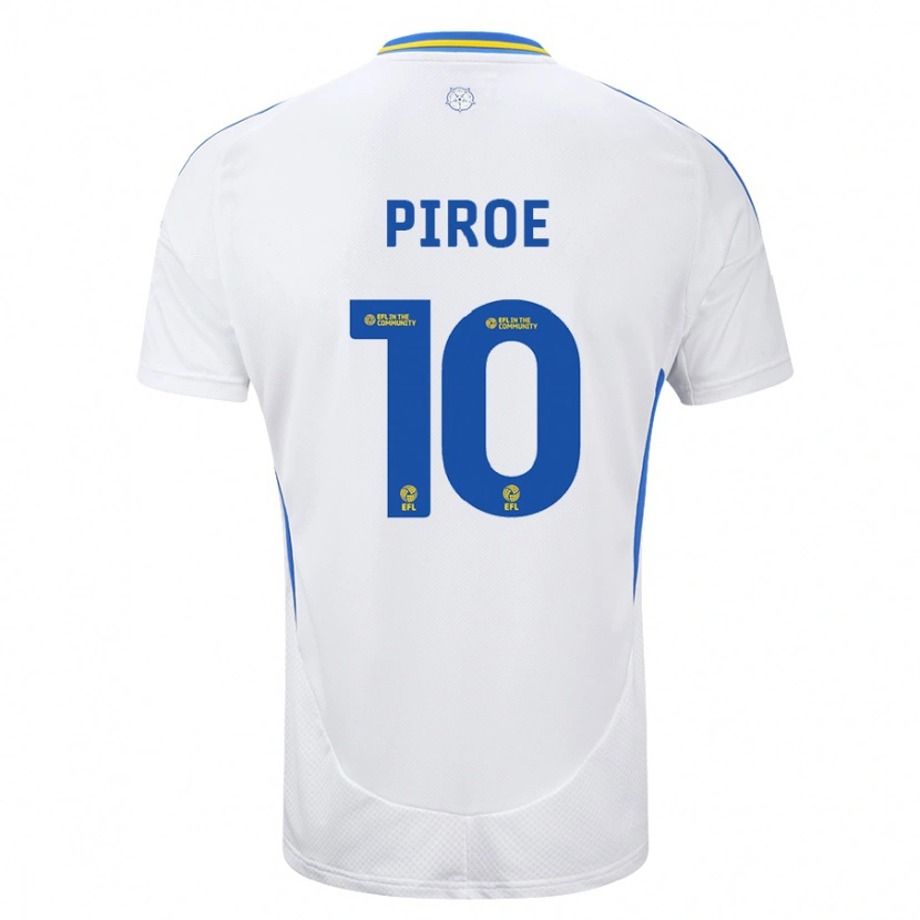 Danxen Mænd Joël Piroe #10 Hvid Blå Hjemmebane Spillertrøjer 2024/25 Trøje T-Shirt
