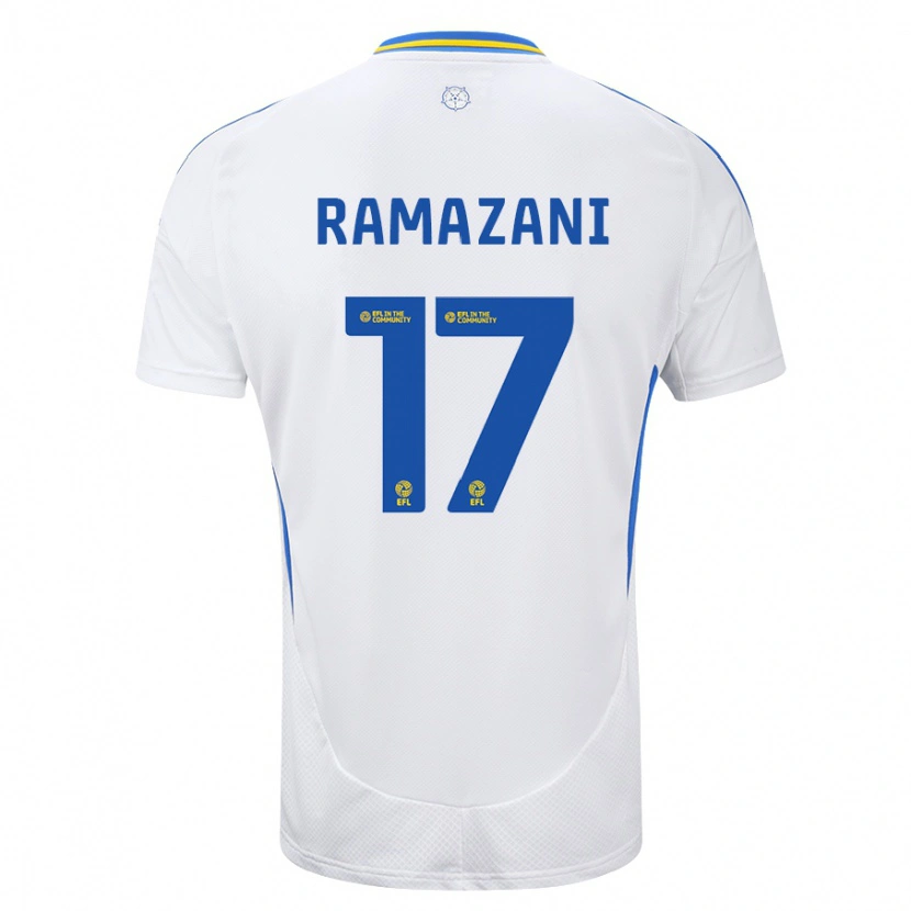 Danxen Mænd Largie Ramazani #17 Hvid Blå Hjemmebane Spillertrøjer 2024/25 Trøje T-Shirt