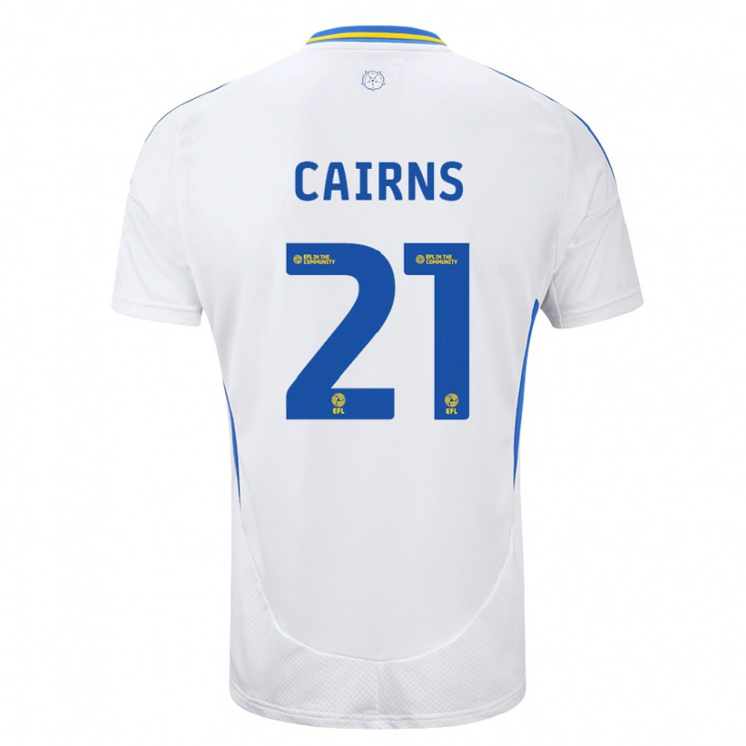 Danxen Mænd Alex Cairns #21 Hvid Blå Hjemmebane Spillertrøjer 2024/25 Trøje T-Shirt
