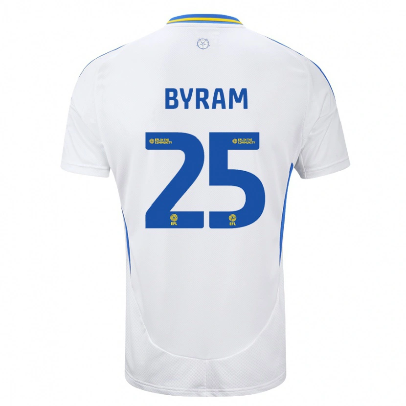 Danxen Mænd Sam Byram #25 Hvid Blå Hjemmebane Spillertrøjer 2024/25 Trøje T-Shirt