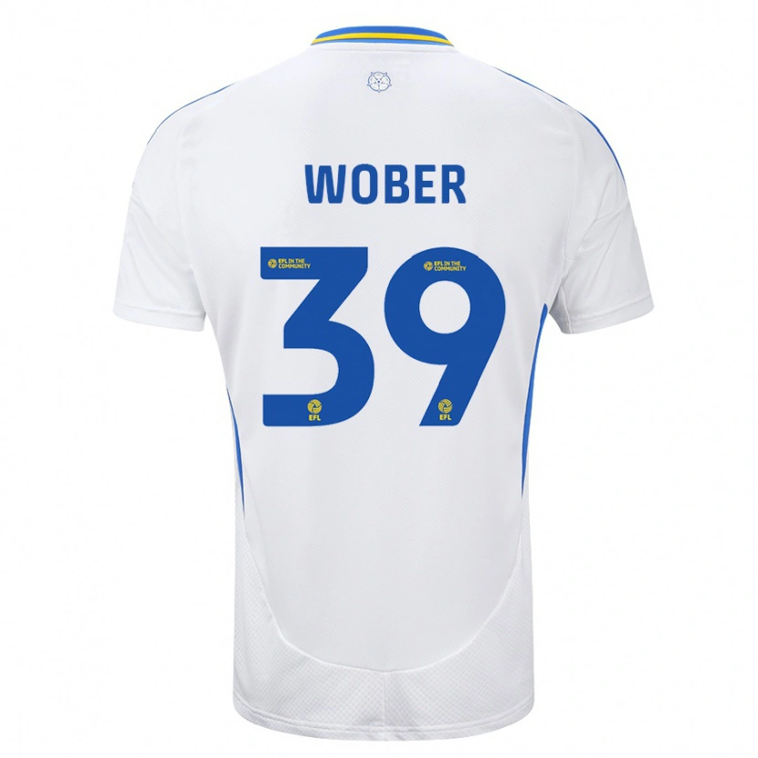 Danxen Mænd Maximilian Wöber #39 Hvid Blå Hjemmebane Spillertrøjer 2024/25 Trøje T-Shirt