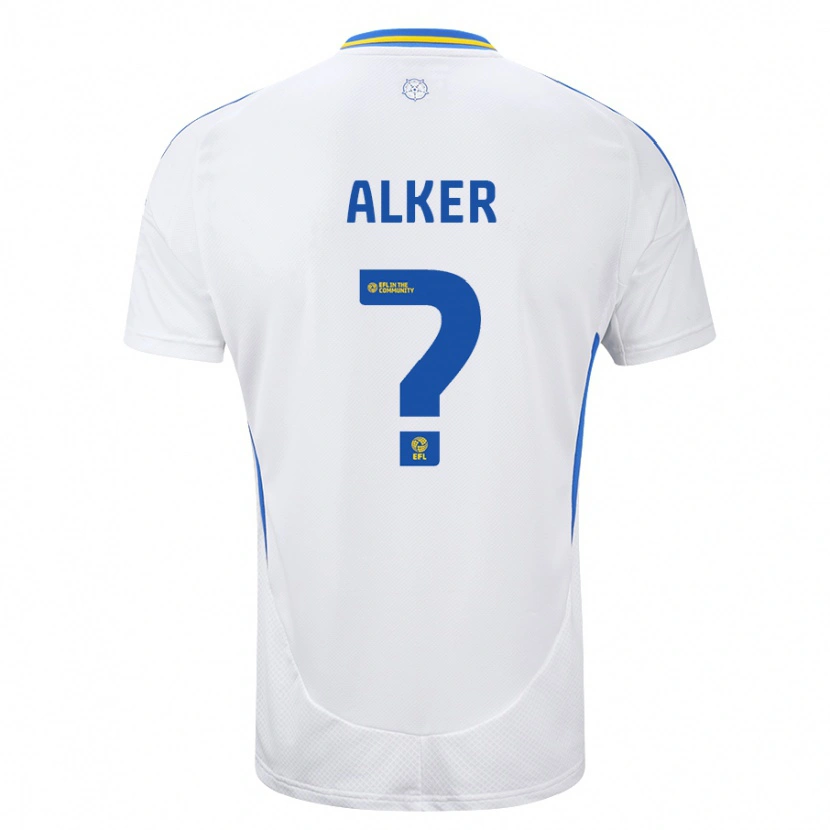 Danxen Mænd Samuel Alker #0 Hvid Blå Hjemmebane Spillertrøjer 2024/25 Trøje T-Shirt