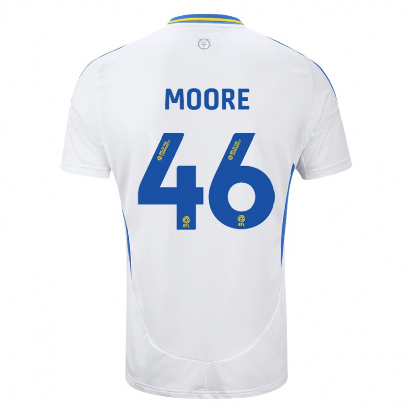 Danxen Mænd Kris Moore #46 Hvid Blå Hjemmebane Spillertrøjer 2024/25 Trøje T-Shirt
