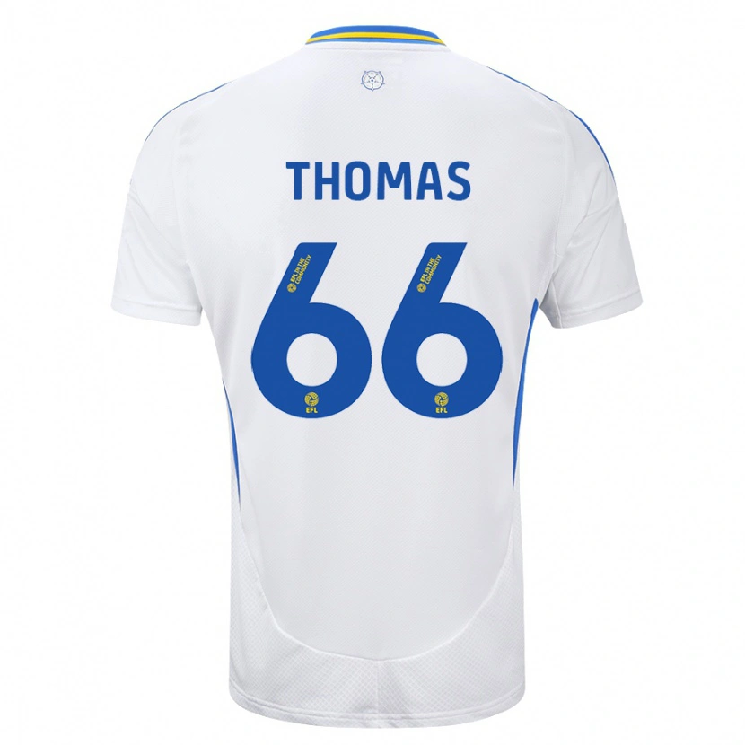 Danxen Mænd Luca Thomas #66 Hvid Blå Hjemmebane Spillertrøjer 2024/25 Trøje T-Shirt