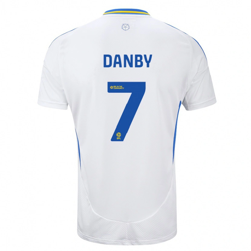 Danxen Mænd Sarah Danby #7 Hvid Blå Hjemmebane Spillertrøjer 2024/25 Trøje T-Shirt