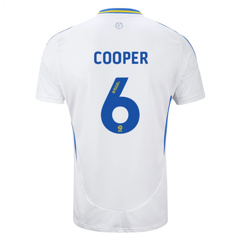 Danxen Mænd Liam Cooper #6 Hvid Blå Hjemmebane Spillertrøjer 2024/25 Trøje T-Shirt