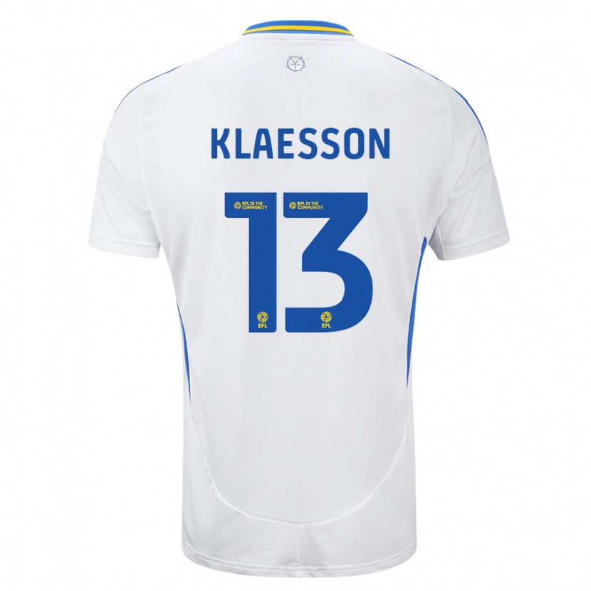 Danxen Mænd Kristoffer Klaesson #13 Hvid Blå Hjemmebane Spillertrøjer 2024/25 Trøje T-Shirt