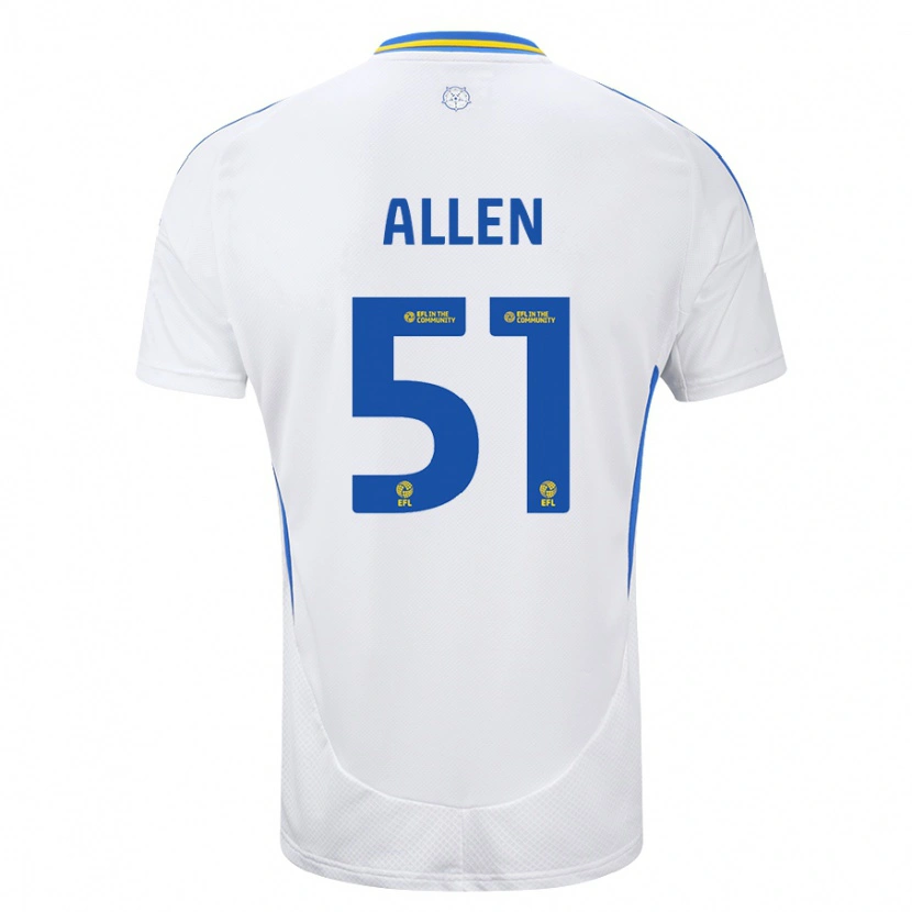 Danxen Mænd Charlie Allen #51 Hvid Blå Hjemmebane Spillertrøjer 2024/25 Trøje T-Shirt