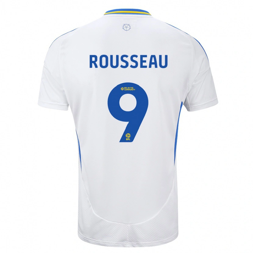 Danxen Mænd Jess Rousseau #9 Hvid Blå Hjemmebane Spillertrøjer 2024/25 Trøje T-Shirt