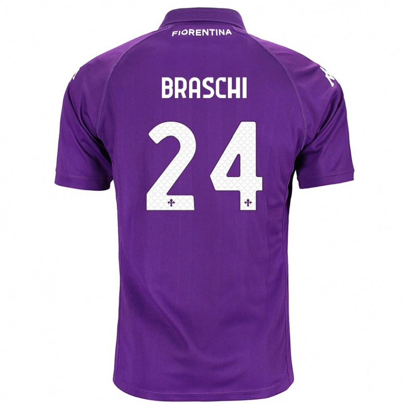 Danxen Mænd Riccardo Braschi #24 Lilla Hjemmebane Spillertrøjer 2024/25 Trøje T-Shirt