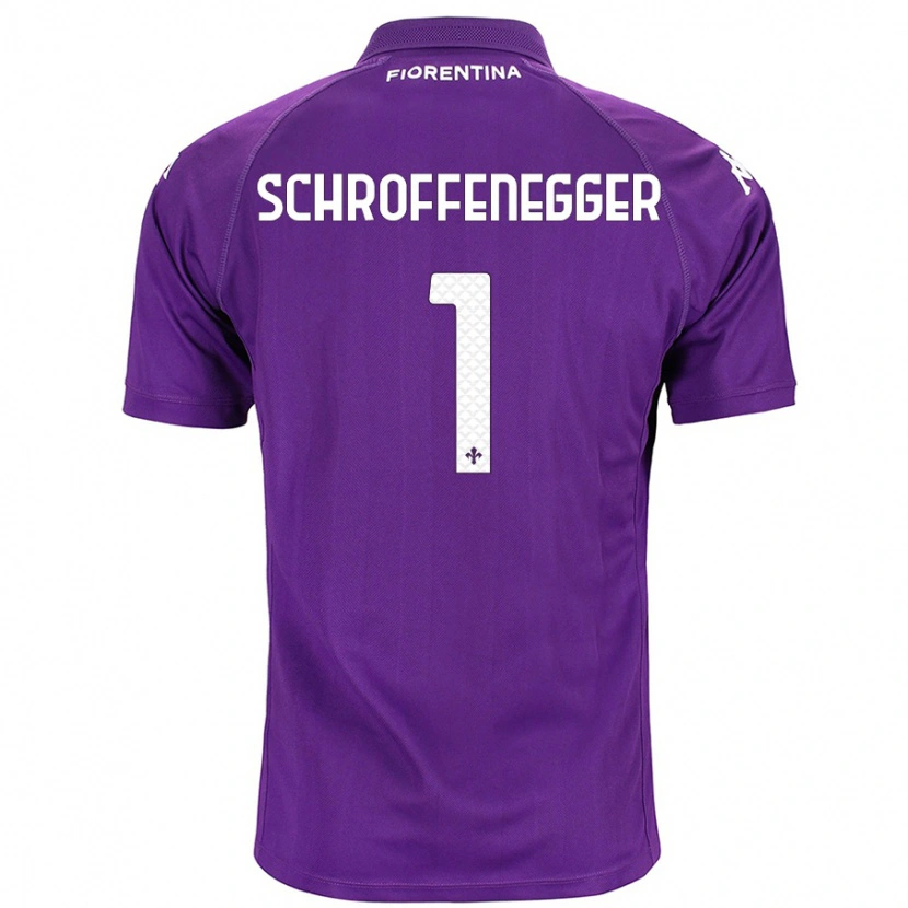 Danxen Mænd Katja Schroffenegger #1 Lilla Hjemmebane Spillertrøjer 2024/25 Trøje T-Shirt