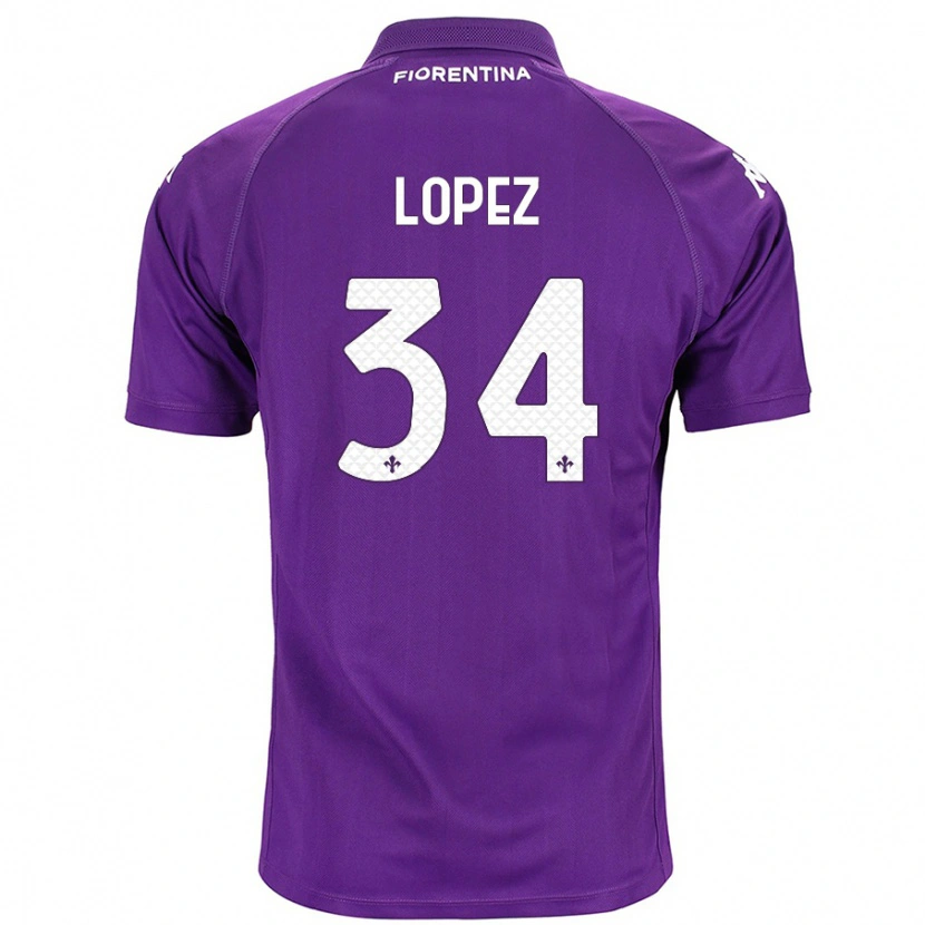 Danxen Mænd Lucas López #34 Lilla Hjemmebane Spillertrøjer 2024/25 Trøje T-Shirt