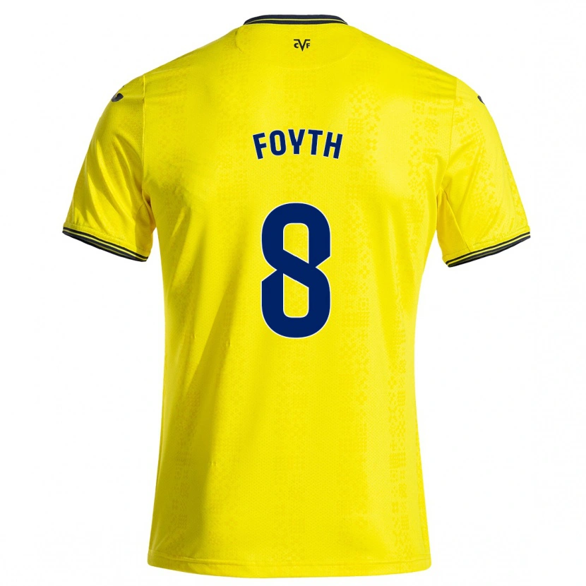 Danxen Mænd Juan Foyth #8 Gul Sort Hjemmebane Spillertrøjer 2024/25 Trøje T-Shirt