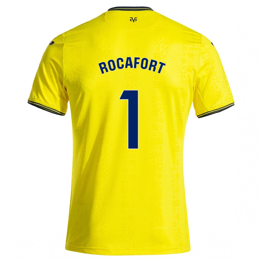 Danxen Mænd Rodrigo Rocafort #1 Gul Sort Hjemmebane Spillertrøjer 2024/25 Trøje T-Shirt