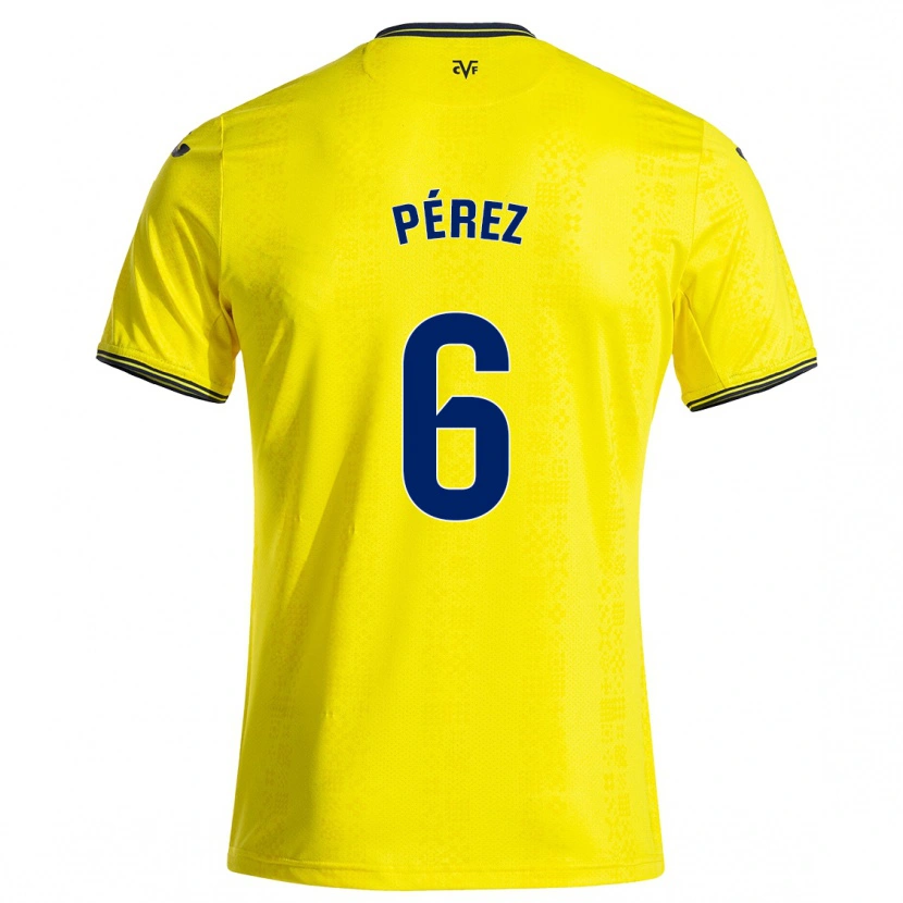 Danxen Mænd Hugo Pérez #6 Gul Sort Hjemmebane Spillertrøjer 2024/25 Trøje T-Shirt