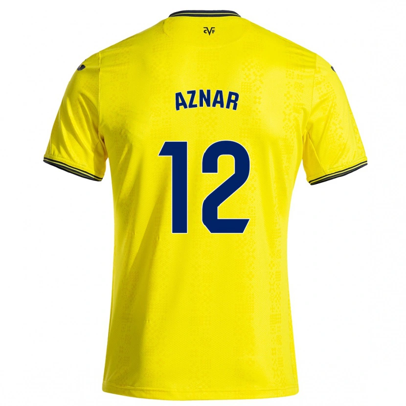 Danxen Mænd Javi Aznar #12 Gul Sort Hjemmebane Spillertrøjer 2024/25 Trøje T-Shirt