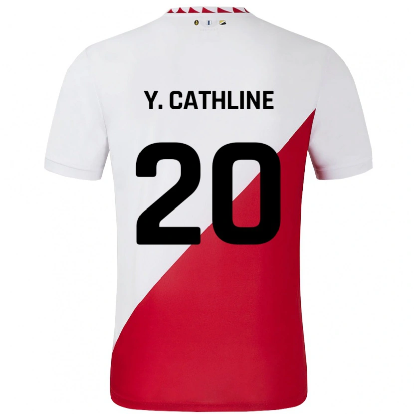 Danxen Mænd Yoann Cathline #20 Hvid Rød Hjemmebane Spillertrøjer 2024/25 Trøje T-Shirt