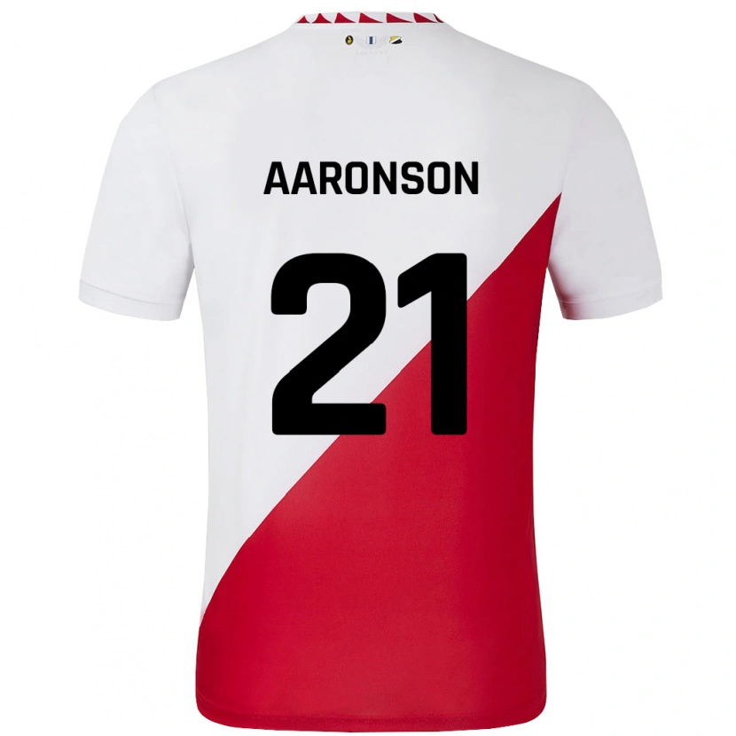 Danxen Mænd Paxten Aaronson #21 Hvid Rød Hjemmebane Spillertrøjer 2024/25 Trøje T-Shirt