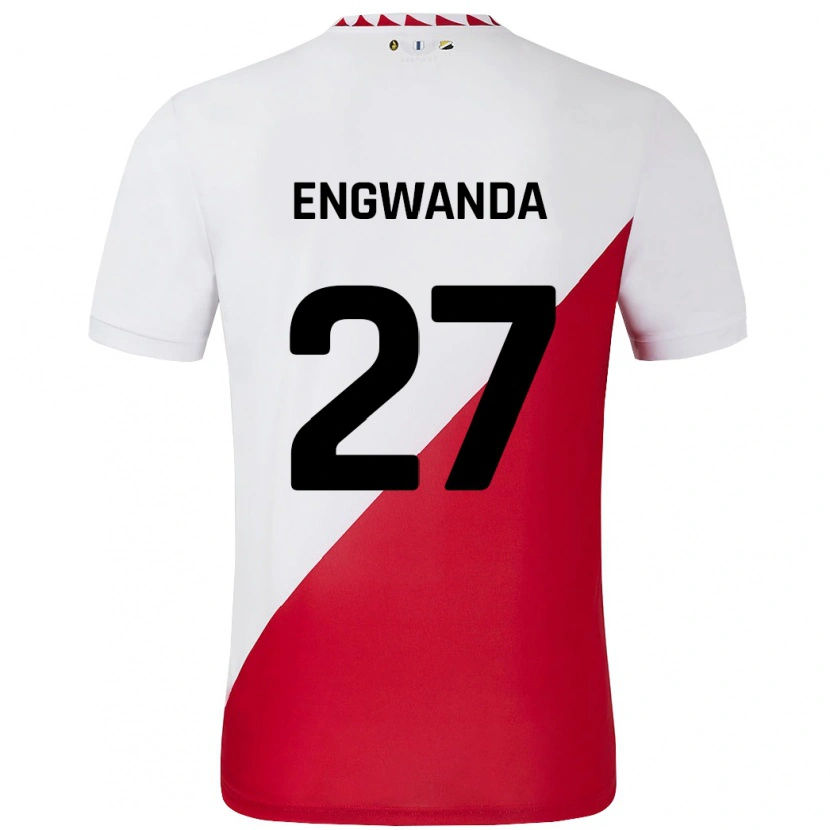 Danxen Mænd Alonzo Engwanda #27 Hvid Rød Hjemmebane Spillertrøjer 2024/25 Trøje T-Shirt
