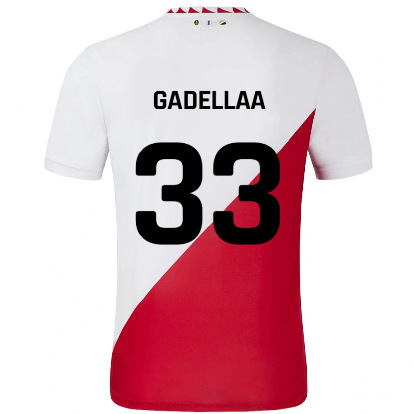 Danxen Mænd Kevin Gadellaa #33 Hvid Rød Hjemmebane Spillertrøjer 2024/25 Trøje T-Shirt
