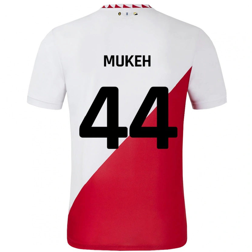 Danxen Mænd Joshua Mukeh #44 Hvid Rød Hjemmebane Spillertrøjer 2024/25 Trøje T-Shirt