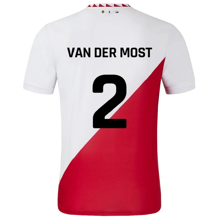 Danxen Mænd Liza Van Der Most #2 Hvid Rød Hjemmebane Spillertrøjer 2024/25 Trøje T-Shirt
