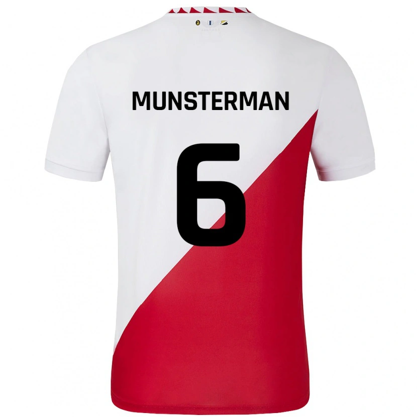 Danxen Mænd Marthe Munsterman #6 Hvid Rød Hjemmebane Spillertrøjer 2024/25 Trøje T-Shirt