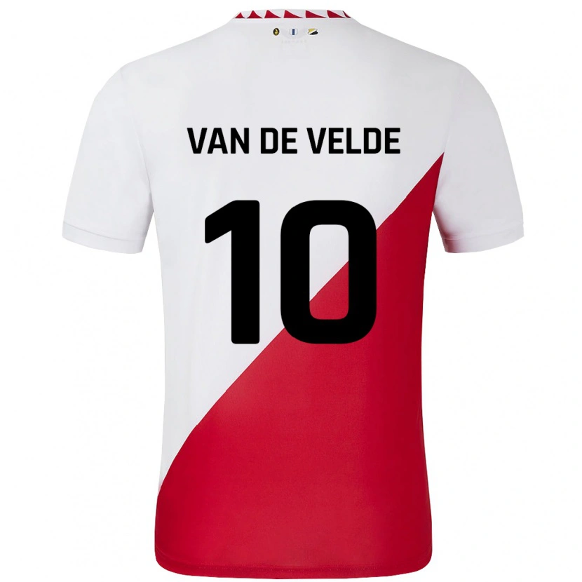 Danxen Mænd Senne Van De Velde #10 Hvid Rød Hjemmebane Spillertrøjer 2024/25 Trøje T-Shirt