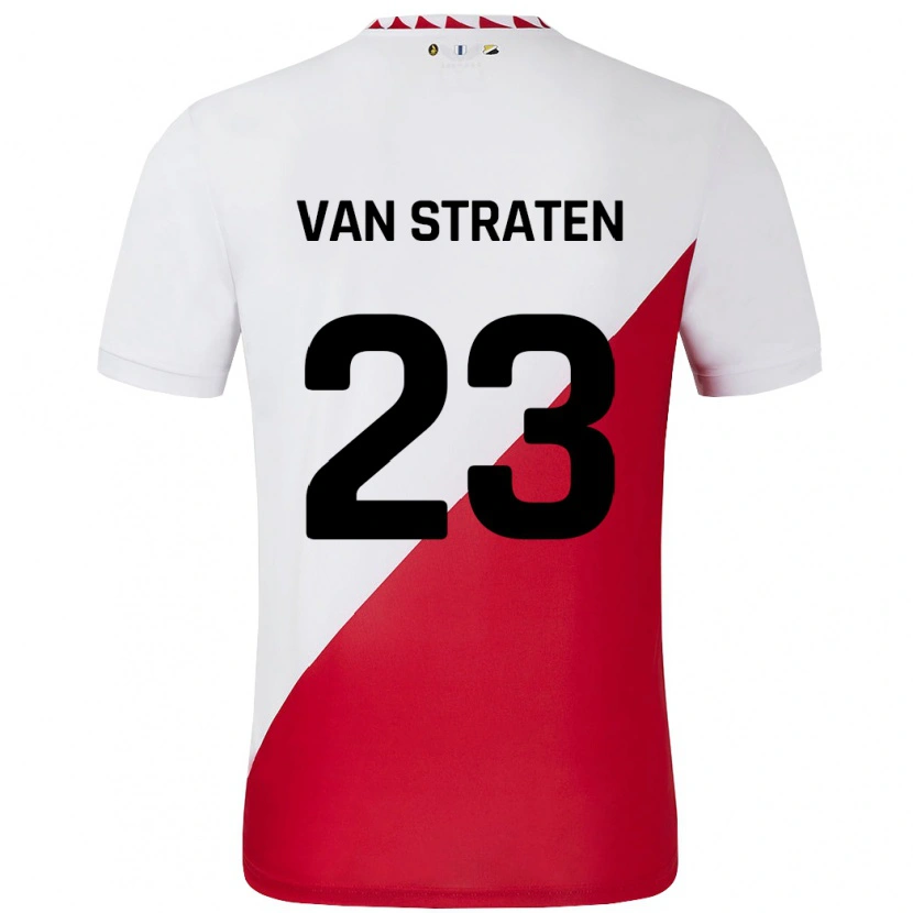 Danxen Mænd Dieke Van Straten #23 Hvid Rød Hjemmebane Spillertrøjer 2024/25 Trøje T-Shirt