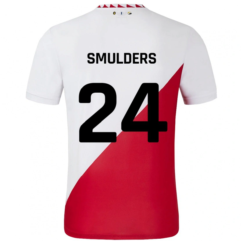 Danxen Mænd Anniek Smulders #24 Hvid Rød Hjemmebane Spillertrøjer 2024/25 Trøje T-Shirt