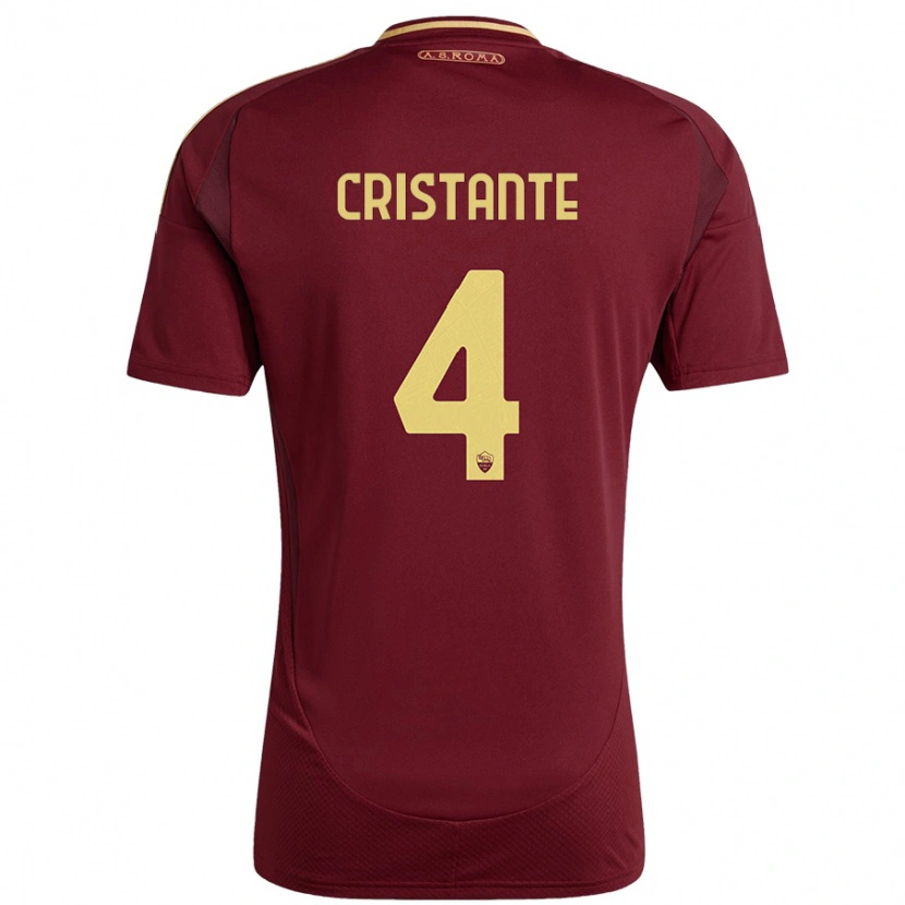 Danxen Mænd Bryan Cristante #4 Rød Brun Guld Hjemmebane Spillertrøjer 2024/25 Trøje T-Shirt