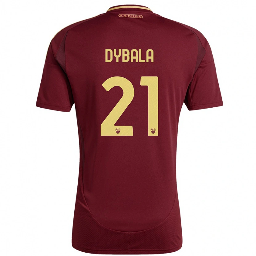 Danxen Mænd Paulo Dybala #21 Rød Brun Guld Hjemmebane Spillertrøjer 2024/25 Trøje T-Shirt