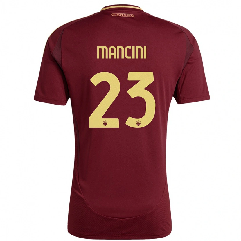 Danxen Mænd Gianluca Mancini #23 Rød Brun Guld Hjemmebane Spillertrøjer 2024/25 Trøje T-Shirt