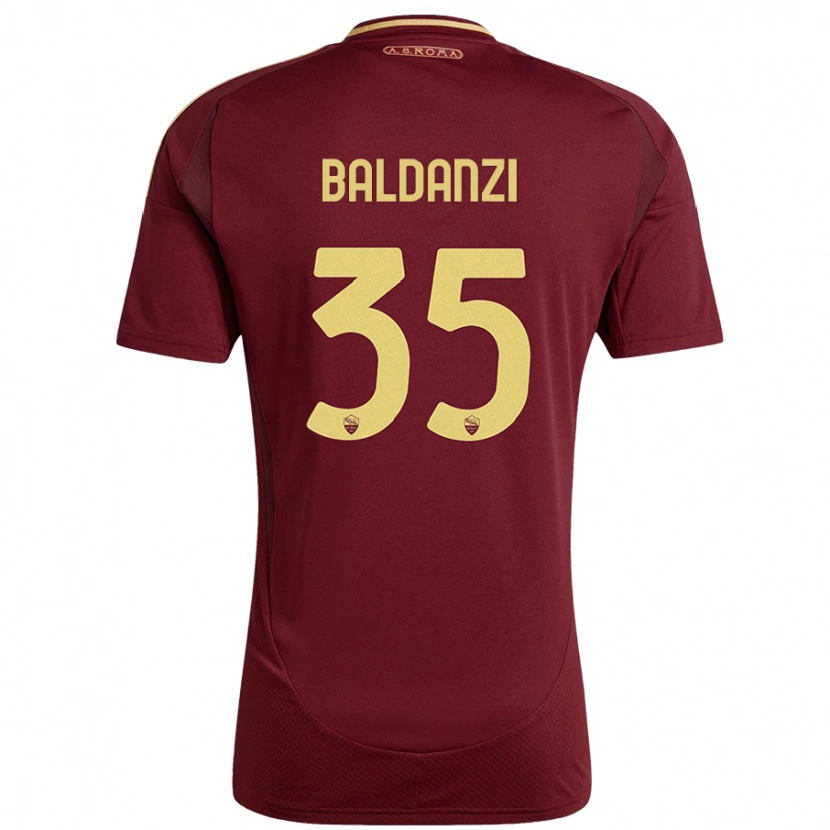 Danxen Mænd Tommaso Baldanzi #35 Rød Brun Guld Hjemmebane Spillertrøjer 2024/25 Trøje T-Shirt