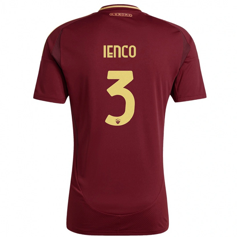 Danxen Mænd Simone Ienco #3 Rød Brun Guld Hjemmebane Spillertrøjer 2024/25 Trøje T-Shirt